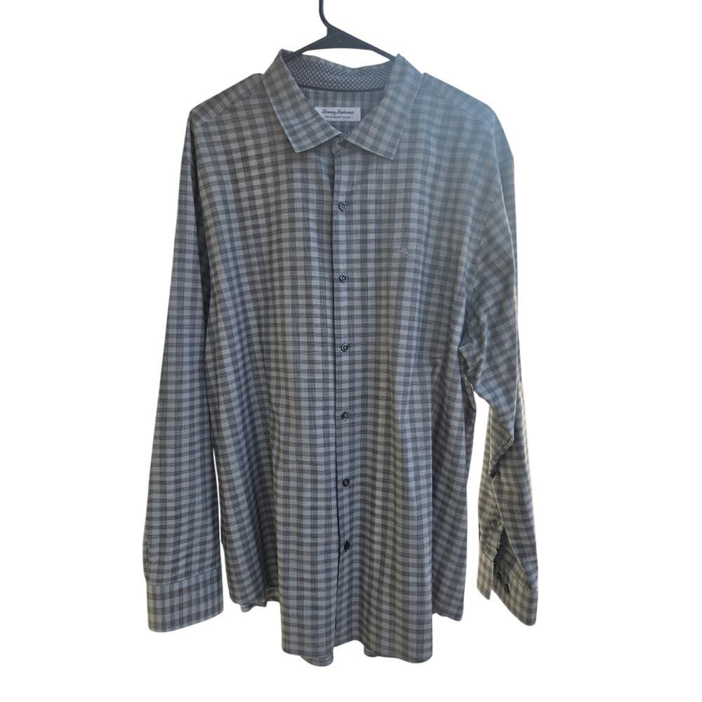 Tommy Bahama Men’s Plaid Button Down Shirt Long Sleeve Blue Gray Size XXL